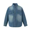 ESCOLHA DO FUNCIONÁRIO Jaqueta Camisa Jeans Workwear Solta Retro Americana Lavada Pesada para Homens e Mulheres CS150
