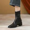Botines estilo británico con tacón grueso y forro de felpa, botines cortos de moda y tendencia para mujer, nuevas botas ajustadas 2026