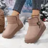 Botas de neve grossas de tamanho grande para mulheres para comércio exterior transfronteiriço, nova moda de inverno 2026, botas de neve curtas casuais sem cadarço