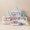 Bolsa de Cosméticos de PVC Transparente Portátil de Viagem Bolsa de Lavar Dupla Camada Bolsa de Armazenamento Separada para Seco e Molhado Impermeável Bolsa de Natação com Desenho