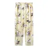 Pantalones de Casa de Fibra Hilada en Anillo Tejida de Primavera 2026 Estilo Nuevo, Versión Delgada de Verano, Pantalones de Dormir para Mujeres de Mediana Edad y Mayores, Pantalones Rectos para Mamá, Se Pueden Usar Afuera