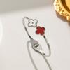 Moda europeia e americana pulseira de aço titânio flor de quatro folhas feminina ins não desbota all-match pulseira aberta de aço inoxidável atacado de fábrica