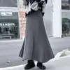 Saia Estilo Casual para Ir ao Trabalho Saia Plissada em Formato de Guarda-chuva para Altas Malha Feminina Outono e Inverno 2024 Cintura Alta Emagrecedora Saia de Malha Estilo Ocidental