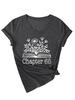 Amazon Ebay Site Independente Elegante Confortável Feminino Gola V Manga Curta Capítulo 65 Floral Livro Camiseta Camada Base Comércio Exterior