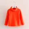 Nova Camisa de Manga Longa Gola Alta Infantil Outono/Inverno 2025 Base de Lã Stretch para Meninas Camiseta para Meninos Oferta Especial de Outono