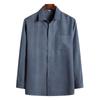 Camisa Masculina Manga Longa Verão Fina Meia-idade e Idosos Camisa Algodão Linho Respirável Solta Manga Curta Pai Avô Camisa Casual