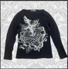 Venta Directa de Fábrica Otoño e Invierno Nueva Moda Y2K Manga Larga de Moda Estampado Negro Estilo Callejero Versátil Camiseta Base Camiseta Top