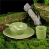 Juego Creativo de Vajilla Estilo Montaña y Campo para Restaurantes de Hot Pot Sopa Ácida YunGuiChuan, Juego de 4 Piezas: Tazón, Plato, Cuchara, Taza