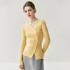 Suéter de cachemira, cuello en V, prenda base para mujer, estilo elegante, tapeta asimétrica con botones, nueva colección otoño/invierno, corte ajustado, prenda exterior que favorece la figura