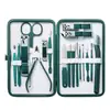 Kit de Aço Inoxidável para Manicure e Depilação de Sobrancelhas Transfronteiriço com 18 Peças: Raspador de Sobrancelha, Alicate para Cutícula, Cortador de Unha, Cotonete de Orelha, Kit de Ferramentas de Beleza