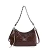 2026 Nueva Bolsa de Hombro con Cadena de Rejilla de Diamantes para Mujer Bolso de Hombro Retro Pequeño Estilo Chanel Piel Suave Versátil para Viajes Diarios Bolso Cruzado