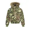 Chamarra Acolchada de Invierno Oso Mágico Estampado Camuflaje Leopardo Abrigo de Algodón Chaqueta Acolchada con Capucha Estilo Americano Sub-Alta Calle Ligera Cuello de Piel Ropa de Algodón