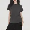 Camiseta Branca Feminina Verão Branca Pura Manga Curta Algodão Top Solto Casual Camiseta Cor Pura Ombro Direito Estilo Japonês Camiseta Básica