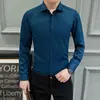 Camisa Casual de Cor Sólida Sem Ferro Manga Longa Primavera e Outono Nova Fibra de Bambu Camisa Profissional de Negócios Versátil Confortável Top Masculino