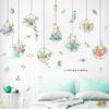 Cesta colgante de flores y hierba pegatinas de pared colgantes decoración de sala de estar dormitorio pegatinas autoadhesivas AY10301 suave