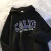 Moletom com capuz estilo americano para homens, primavera e outono, marca da moda, forrado com fleece, estilo cityboy japonês, resistente, jaqueta casual de corte solto