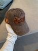 Boné de Baseball Americano Retrô de Algodão Lavado Bordado com Letras para Mulheres com Circunferência de Cabeça Grande e Rosto Pequeno, Versátil para Primavera e Verão, Desgastado