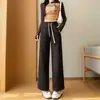 Pantalones Rectos de Lana Talla Extra para Primavera y Otoño, de Tiro Alto, Corte Holgado, Adelgazantes, Modernos, Versátiles, para Mujeres de Talla Extra, con Efecto de Caída, Pantalones Casuales de Cachemir de Pierna Ancha