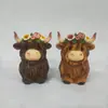 Nova figura de casal de Vaca das Terras Altas transfronteiriça artesanato em resina decoração de casa jardim iaque presente criativo