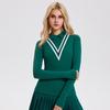Camiseta Ribatada de Manga Longa para Mulheres, Estilo Golfe, Falso Duas Peças, Gola Reversível, Moda Esportiva, Top de Corte Justo, Roupa para Fitness, Secagem Rápida