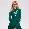 Traje Deportivo Caijue Amazon para Mujer, Camisa Polo Falso de Dos Piezas, Falda de Golf de Secado Rápido de Manga Larga, Traje de Tenis
