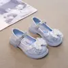 Zapatos de niña zapatos de princesa para niña primavera y otoño 2025 nuevos suela suave pedrería niña zapatos de cuero zapatos de cristal para bebé para presentación