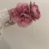 Novo Acessório de Cabelo com Franja de Flores Retro Estilo Chinês, Super Estilo Fada, Novo Modelo 2026, Grampo de Cabelo Feminino Estilo Nacional Hanfu com Flores de Peônia e Rosa