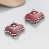 Prata de lei S925 anel duplo de ágata preto tinta acessórios retrô sorte DIY material de contas feito à mão joias atacado