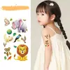 Pegatinas de Tatuaje de Brillo de Colores del Mundo Animal Fácil de Limpiar Brazo Pecho Decoración Linda Juguetona de Personalidad para Niñas Pequeñas