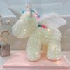 Unicórnio de Flor Preservada Natal Dia dos Namorados Aniversário Presente Coroa de Rosas Véu Fabricante de Unicórnios Grandes