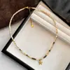 Colar com Pingente de Estrela-do-Mar em Aço Titânio e Pedra Olho de Tigre para Mulheres, Design da Moda Estiloso de Celebridade da Internet, Corrente Clavicular Vintage