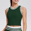 Ropa de Tenis Chaleco Deportivo para Mujer con una Copa Hilo de Malla Retro Color Contrastante Sujetador de Fitness Top Corto de Yoga