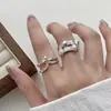 Anillos Minimalistas Geométricos Apilables para Mujer con Líneas Irregulares, Anillos Abiertos de Malla Envuelta, Anillos para Dedo Índice de Diseño de Nicho Tendencia
