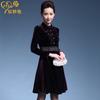 Chen Miao Yan outono feminino 2023 novo vestido de veludo dourado Guofeng retrô saia de cor sólida uma geração de cabelo