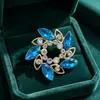 Broche Corona de Strass Ojo de Caballo Colorido Retro Aleación Incrustado Strass de Color Pin Redondo Traje Abrigo Vestido Broche de Solapa Fábrica