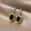 Pendientes pequeños de esmeralda para mujer, elegantes pendientes de red rojos 2021, nuevos pendientes retro sencillos de moda, aguja de plata 925