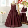 Vestido Infantil Novo Estilo Transfronteiriço Médio e Grande Sem Mangas Renda Chiffon Saia Longa Design de Meninas Saia Longa de Alça