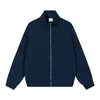 Jaqueta Cardigan com Zíper e Gola Alta de Cor Sólida 350g para Homens, Outono Inicial Original Algodão Marca Tendência Estilo Casual de Negócios Blusa de Moletom para Mulheres