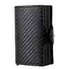 Carteira Porta-cartões Metálico Pop-up Automático em PU com Padrão de Fibra de Carbono Integrado Carteira Dobrável de Liga de Alumínio Produtos Genuínos Masculinos Anti-magnético