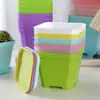 Vasos de Resina Coloridos Espessos 10cm Vasos Quadrados Grandes Pretos em Cores Doces para Mudas e Suculentas Vasos de Flores de Plástico