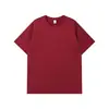 Camiseta de verano para hombre de manga corta, secado rápido, seda de hielo, color burdeos, lisa, cuello redondo, casual, media manga, impresa