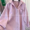 Camisa de Proteção Solar com Capuz Listrada Estilo Preguiçoso Tamanho Extra Grande 120kg para Mulheres, Top Casual Versátil Fino Solto de Verão