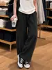 Pantalones de trabajo negros de dobladillo curvo para mujer, estilo fino de verano, nuevo modelo 2026, de cintura alta, fluidos, pantalones casuales de pierna ancha para mujeres petite