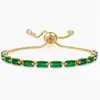 Pulsera Ajustable Deslizante de Zirconia Verde Incrustada de Cobre Más Vendida de Amazon, Joyería de Mano Lujosa y Elegante, Envío Directo de Una Pieza del Fabricante