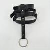 Moda Punk Exagerada Harajuku Gargantilla de Cuero Estilo Callejero Europeo y Americano Collar con Remaches de Barra Cadena de Cuero de 3 Filas con Anillo Redondo