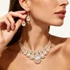 Bestseller de joyería transfronteriza en Amazon: conjunto grande de collar y pendientes de piedras preciosas, estilo exagerado europeo y americano, moderno y brillante