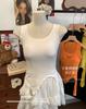 Camisole Vest Spice Girl Alça Irregular Decote U Design Dividido Senso de Estilo Top Interno Slim Slim-Fit Chique Sem Mangas