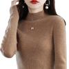 Camiseta Básica de Cuello Alto Medio de Color Puro para Mujer 2025 Otoño Nuevo Tejido de Punto Ajustado para Mujer Tejido de Punto Delgado Corto para Mujer Venta al por Mayor