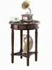 Mesa de Esquina Estilo Americano, Mesa Redonda Pequeña, Mesa Lateral Sólida de Madera para Sofá, Mesa de Café Redonda Pequeña, Soporte para Flores, Soporte para Teléfono Estilo Europeo, Mesa Lateral