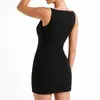 2026 Verano Nuevo Estilo Transfronterizo Europeo y Americano Comercio Exterior Ropa de Mujer Diaria Color Sólido Patchwork Sin Mangas Vestido Elegante Falda Corta